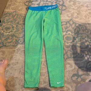 Nike Green and Blue Pro Leggings